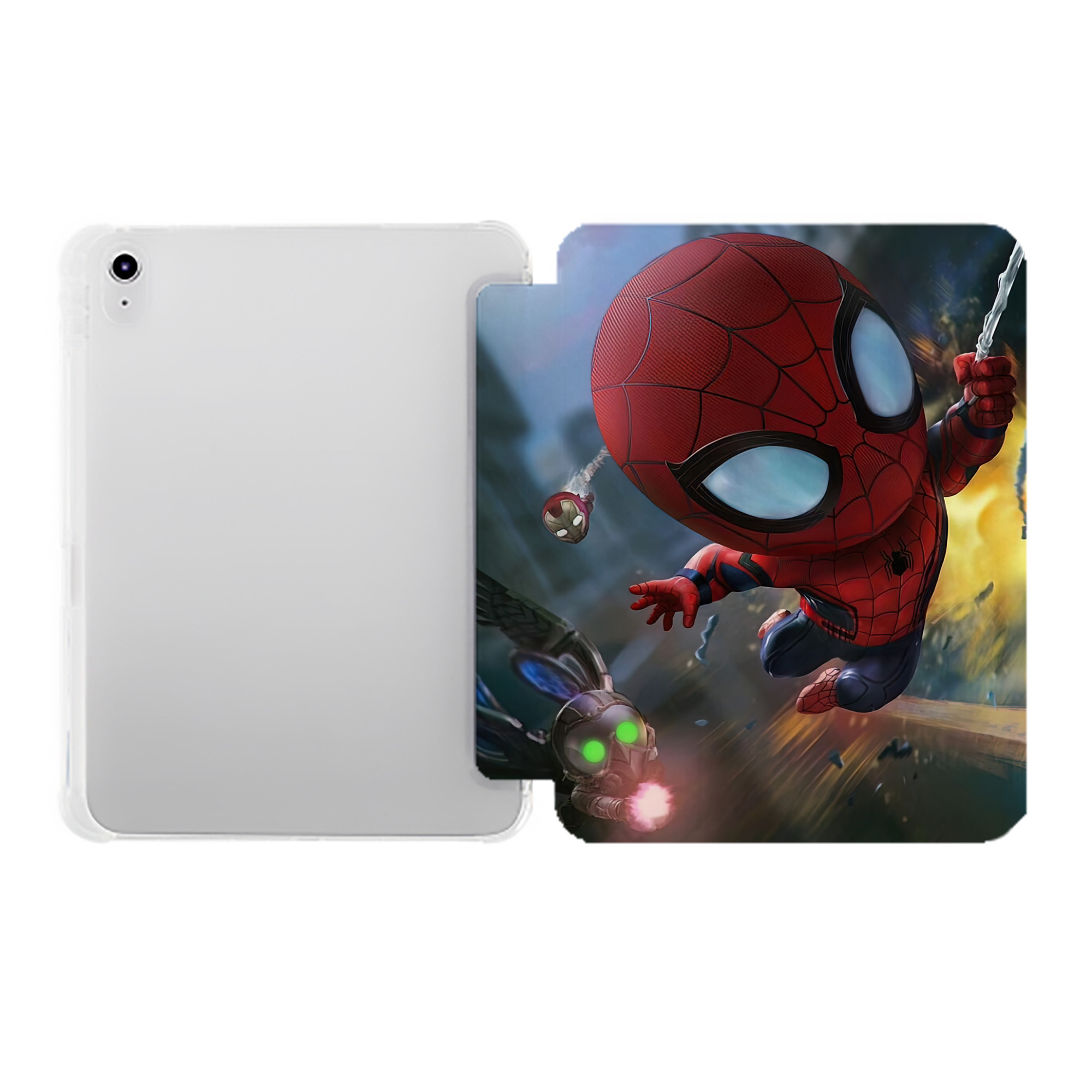 （画像用） Spider Man スパイダーマン IPad ケース ペン収納付き 三つ折りスタンド PUレザー×シリコン 対応機種9.5/10.5/10.9インチ